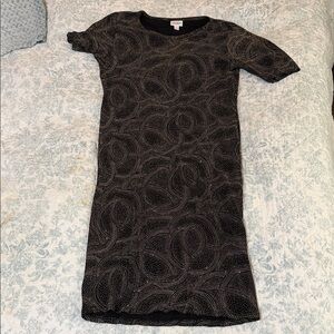 LuLaRoe Black and White Patterned Midi Dress